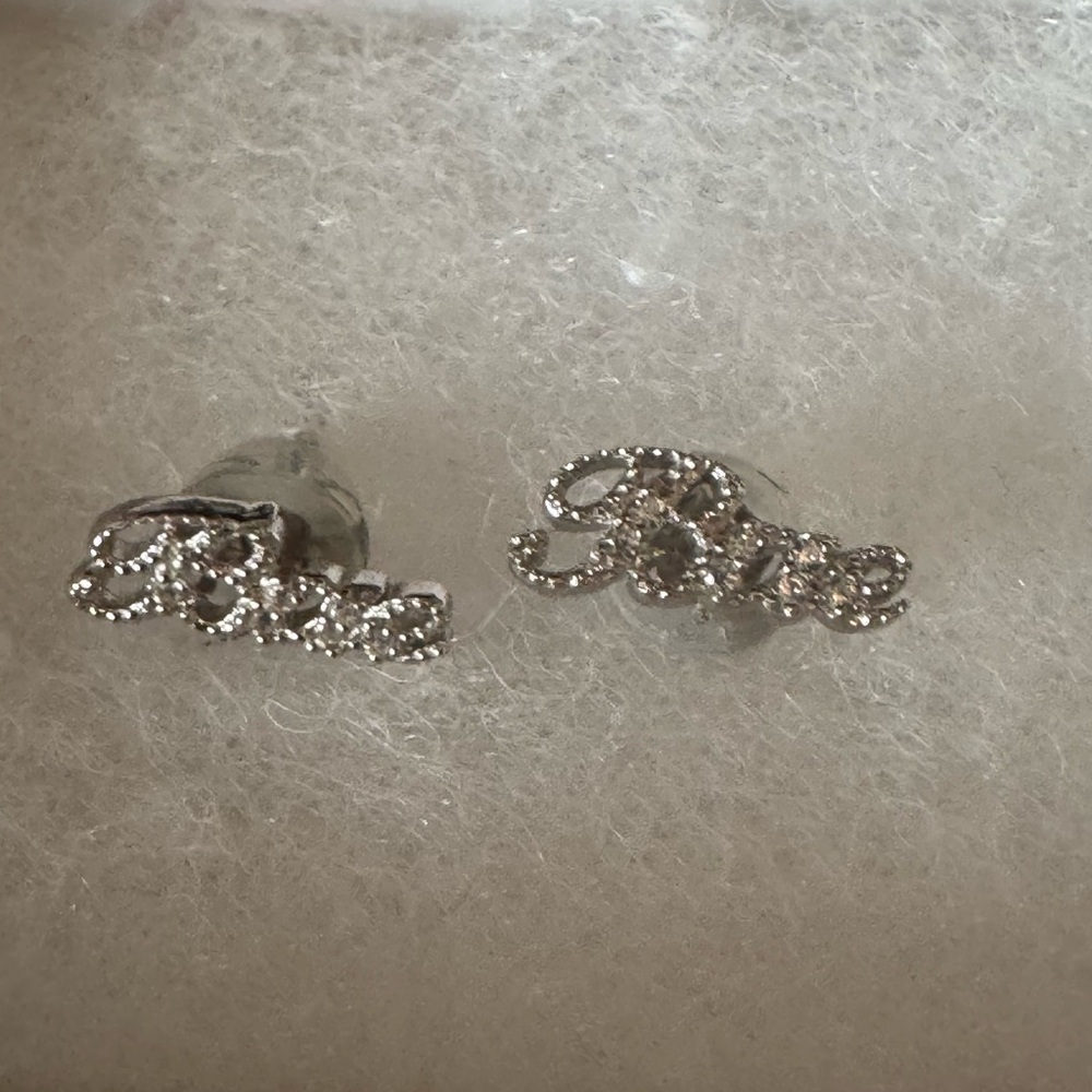 Elegant Silver Tone rhinestone BAE Earrings studs